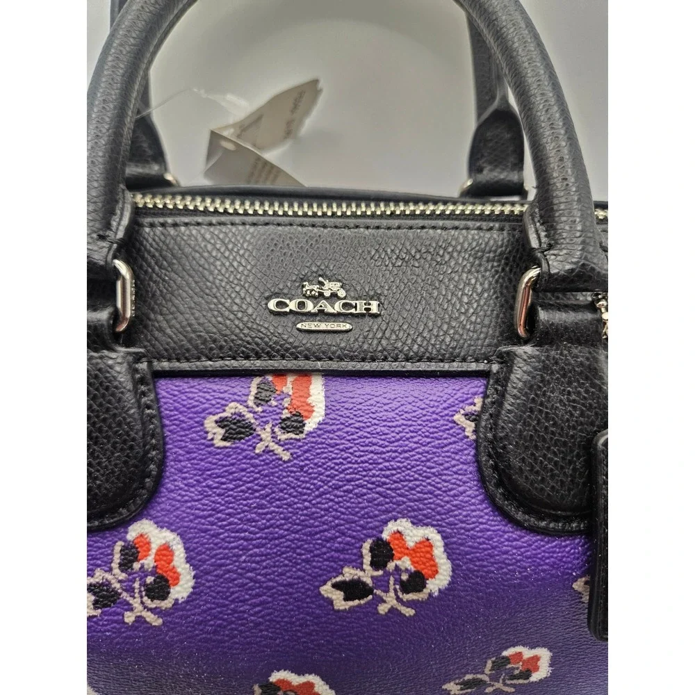 NWT Coach Mini Bennett Satchel Bramble Rose Print with Removable Strap One Flaw!